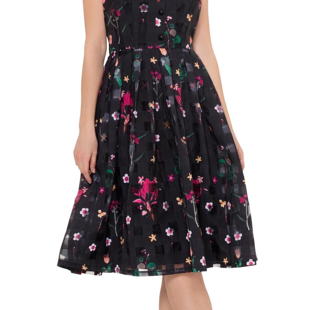 NWT Voodoo Vixen Dress Womens Size Large Black Aline Floral Sleeveless Retro - Picture 10 of 15